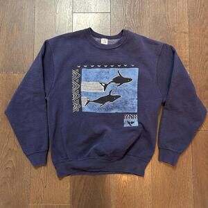 Vintage Supercotton Fruit of the Loom Orca Whale Sweatshirt Men's Size Medium